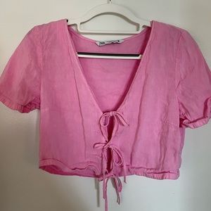 cute zara tie crop top! Never worn